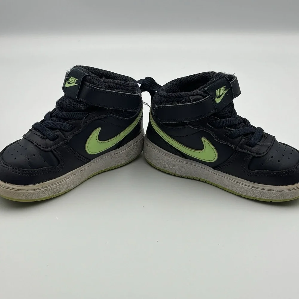 Nike Court Borough Mid 2 TD Black Green CD7784-403‎ Toddler Sz7C UK 6.5 EUR23.5